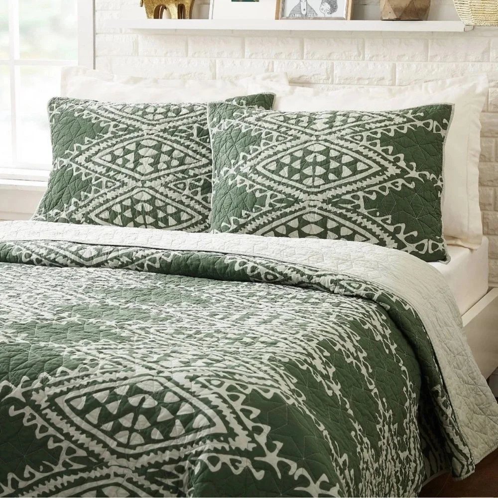 NWT King 3pc Aisha Quilt Set Green - Jungalow by Justina Blakeney
